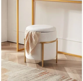 Eglo 424135 - Taburet MASHIKE 46x41 cm biela/zlatá EG424135