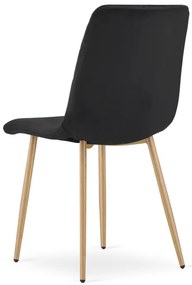 Set štyroch jedálenských stoličiek TURIN zamatové, čierne / hnedé nohy (4 ks)