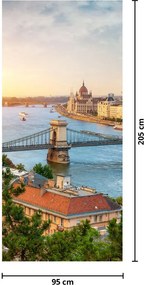 Fototapeta na dvere - Mesto Budapešť s riekou (95x205cm)
