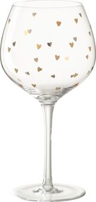 Poháre na víno so zlatými srdiečkami Hearts Gold – 10*10*21,5 cm / 600ml