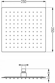 Mexen Cube DR02 podomietkový vaňový a sprchový set s hlavovou sprchou 25x25 cm (7v1), chrómová, 77503DR0225-00