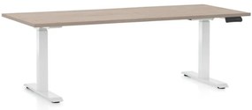 Výškovo nastaviteľný stôl OfficeTech D, 180 x 80 cm, biela podnož, dub