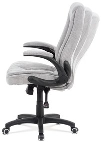 Kancelárska otočná stolička ROLAN na kolieskach — plast, šedá látka