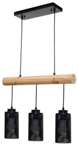 Závesné svietidlo H83 industrial, tube 3 74210 - kov / drevo - Čierna