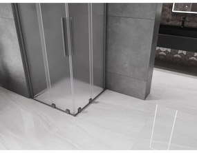 Mexen Velar Duo, sprchový kút s posuvnými dverami 90 x 90 cm, 8mm sklo námraza, brúsený grafit, 871-090-090-32-95