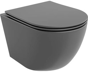 Mexen Lena, závesná toaletná misa 480x360x355 mm s pomaly padajúcim sedátkom, tmavá šedá, 30224071