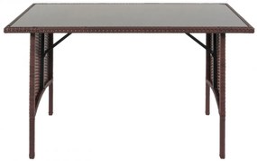 Polyratanový jedálenský stôl HWC-G16, 112x60cm - hnedá