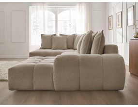 Taupe ženilková rozkladacia/s úložným priestorom rohová pohovka (ľavý roh/do tvaru "U") Everest – Bobochic Paris