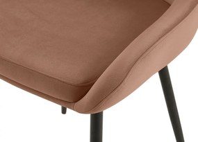 Jedálenská stolička Elmira - zamat, čierny rám - Hnedá