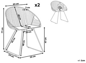 Sada 2 kovových stoličiek zlatá AURORA Beliani