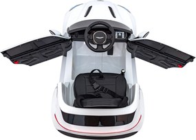 Ramiz Aston Martin DBX na batérie pre deti Biely + diaľkové ovládanie + EVA + pásy + pomalý štart + LED zvuk