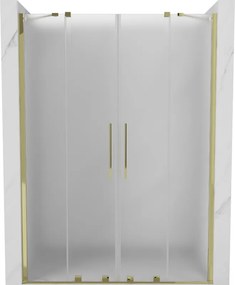 Mexen Velar Duo, posuvné sprchové dvere do otvoru 150 cm, 8mm sklo námraza, zlatá lesklá, 871-150-000-32-50