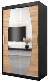 Šatníková skriňa 120 cm Eclipse (čierna matná + dub artisan). Akcia -25%. Vlastná spoľahlivá doprava až k Vám domov. 1063391