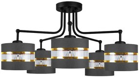 Candellux Čierno-zlatý závesný luster Andy pre žiarovku 5x E27 35-06158