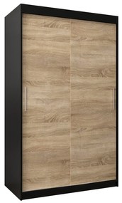 Šatníková skriňa 120 cm Toki (Čierna matná + Dub sonoma). Akcia -42%. Vlastná spoľahlivá doprava až k Vám domov. 1064810