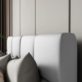 LUISI 180X200 ČALÚNENÁ MANŽELSKÁ POSTEĽ BIELA EKO-KOŽA S ÚLOŽNÝM PRIESTOROM