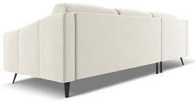 Krémovobiela zamatová rohová pohovka (ľavý roh) Nalu – Makamii