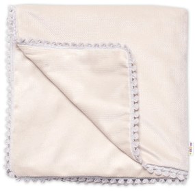 Detská deka Velvet - obojstranná s ozdobným lemovaním, Baby Nellys 100 x 75 cm, béžová 75 x 100