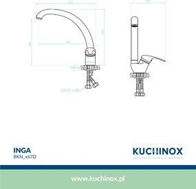 Kuchinox Inga, stojanková drezová batéria s F výtokom, čierna, LAV-BKN_767D