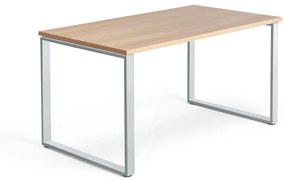 Kancelársky pracovný stôl QBUS, O-rám, 1400x800 mm, dub/strieborná