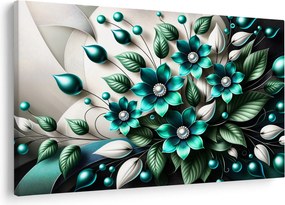 Obraz - 3D tyrkysové kvety (90x60 cm)