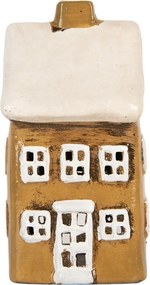 Tealight Holder House 8x7x15 Cm Brown Ceramic - 8.0 cm