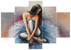Gario Ručne maľovaný obraz Tmavovlasá baletka - 5 dielny Rozmery: 150 x 70 cm