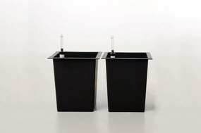 2-set hranatých plastových vložiek so samozavlažovacím setom, 32*29*29 cm, čierny