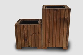 Vyššia Štvorcový drevený truhlík s plastovou vložkou - hnedá, 25x25x40