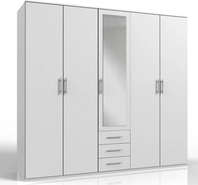 Šatníková skriňa Ben, 225 cm, biela