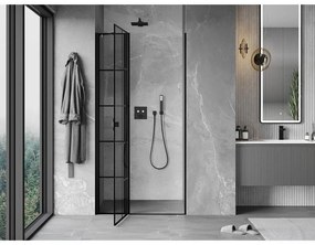 Mexen MIST, 1-krídlové sprchové dvere (1d+1s) 70x200 cm, 6mm číre sklo so vzorom mriežky, ľavý variant, 8A4-070-000-70-77-L