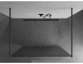 Mexen Kioto, sprchová zástena Walk-In 100 x 200 cm, 8mm sklo s rebrovým vzorom, grafitový profil, 800-100-002-66-09