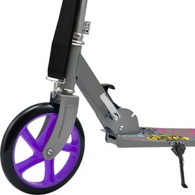 Detský kolobežka s veľkými kolesami a popruhom, sivá