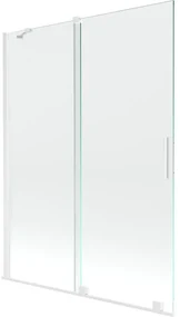 Mexen Velar vaňová zástena dvojkrídlová Posuvný 130 x 150 cm, Priehľadné, Biela - 896-130-000-01-20