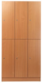 Drevená šatníková skrinka Visio - 6 boxov, 90 x 45 x 185 cm, cylindrický zámok, buk