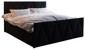 Manželská posteľ Boxspring 140 cm Milagros Comfort 3 (čierna) (s matracom a úložným priestorom). Vlastná spoľahlivá doprava až k Vám domov. 1056194