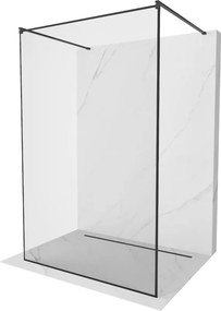 Mexen Kioto, sprchová zástena Walk-In 150 x 200 cm, 8mm sklo čierny vzor, čierny profil, 800-150-002-70-70