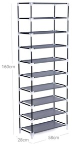 Songmics Látkový botník Rampe, Sivá