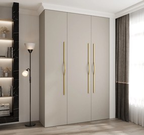 Šatníková skriňa 160 cm Carmela 40-2 (kašmír + zlatá). Akcia -20%. Vlastná spoľahlivá doprava až k Vám domov. 1126572