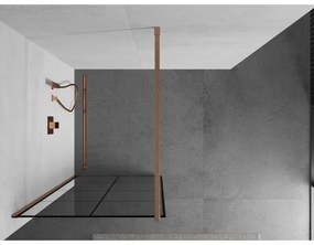 Mexen Kioto, sprchová zástena Walk-In 80 x 200 cm, 8mm číre sklo čierny vzor, medený matný profil, 800-080-101-65-77