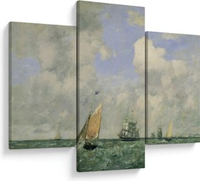 Obraz - Eugène Boudin, Ships and Sailing Boats Leaving Le Havre, reprodukcia (90x60 cm)