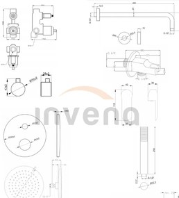Invena Siros, podomietková sprchová sada s 2-výstupovým telesom, čierna matná, INV-BS-90-012-A