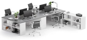 PLAN Kancelársky písací stôl s úložným priestorom BLOCK B05, biela/dub prírodný