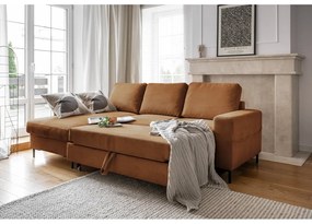 Oranžovohnedá menčestrová rozkladacia rohová pohovka (ľavý roh) Lofty Lilly – Miuform