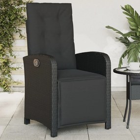 Sklápacia záhradná stolička s podnožkou čierna polyratan 365185