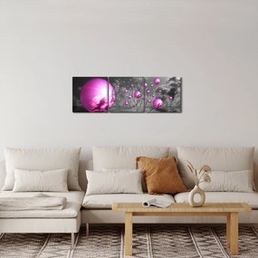 Obraz ružových gulí (s hodinami) (90x30 cm)
