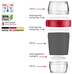 Westmark Trojdielna dóza na jedlo, 1150 ml, antracit