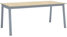 Kancelársky pracovný stôl PRIMO BASIC, sivostrieborná podnož 1800 x 900 mm, dub prírodný