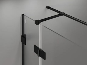 Mexen Lunar T, sklápací sprchový kút ľavý 125 x 120 cm, 8mm číre sklo, čierny profil, 834T-125-120-70-00-L
