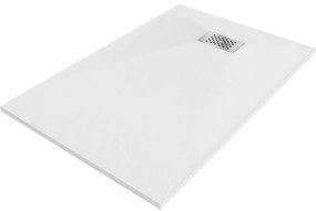 Mexen Hugo, obdĺžniková sprchová vanička SMC 130 x 80 cm, biela, oceľová krytka, 42108013-X